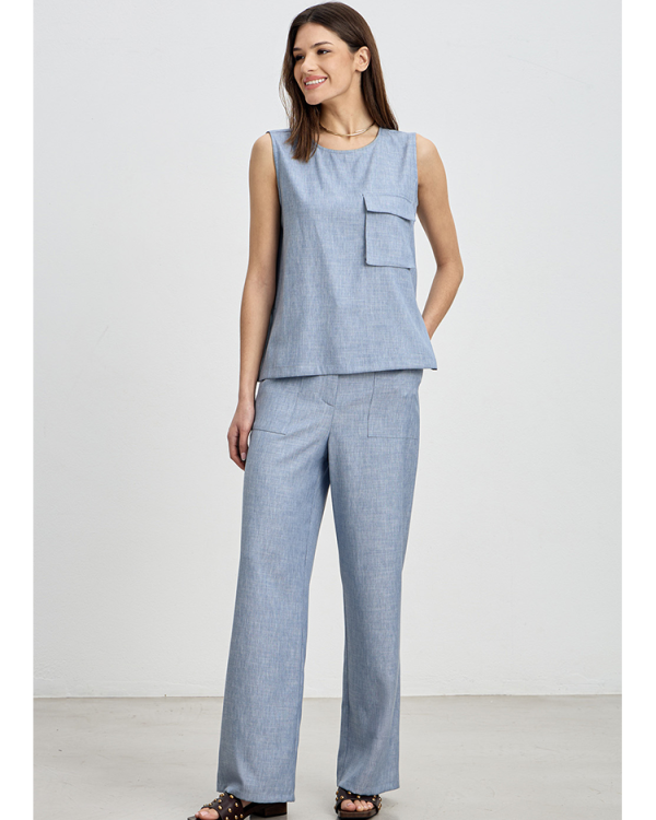 Wide-leg pants with elastic waistband at the back - Innocent