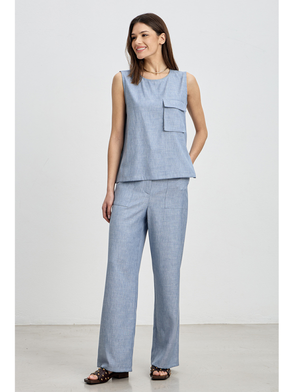 Wide-leg pants with elastic waistband at the back - Innocent