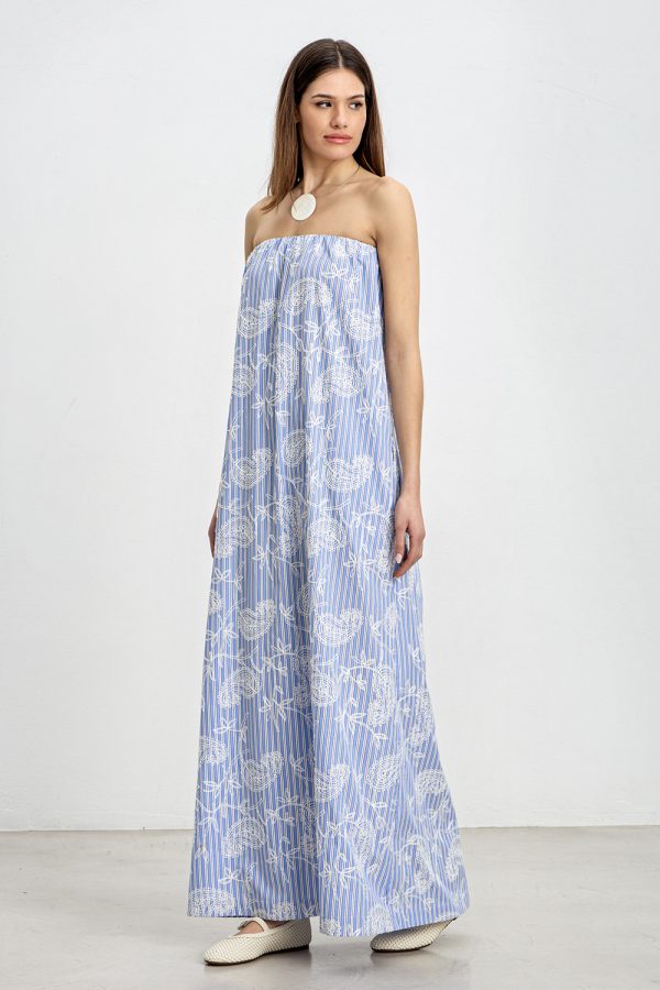 Strapless striped dress with embroideries - Innocent - Image 2