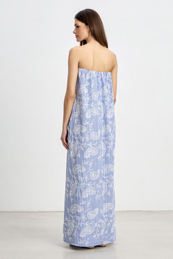 Strapless striped dress with embroideries - Innocent - Image 3