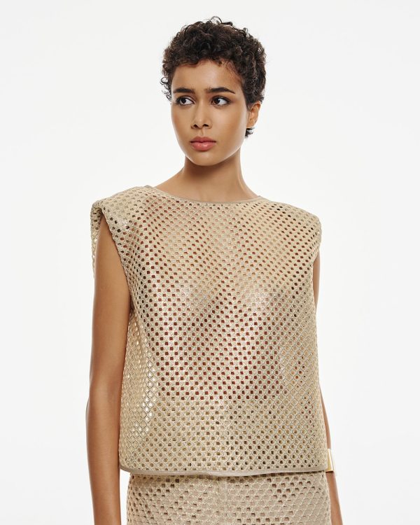 Sleeveless perforated top - Access Fashion - Image 4
