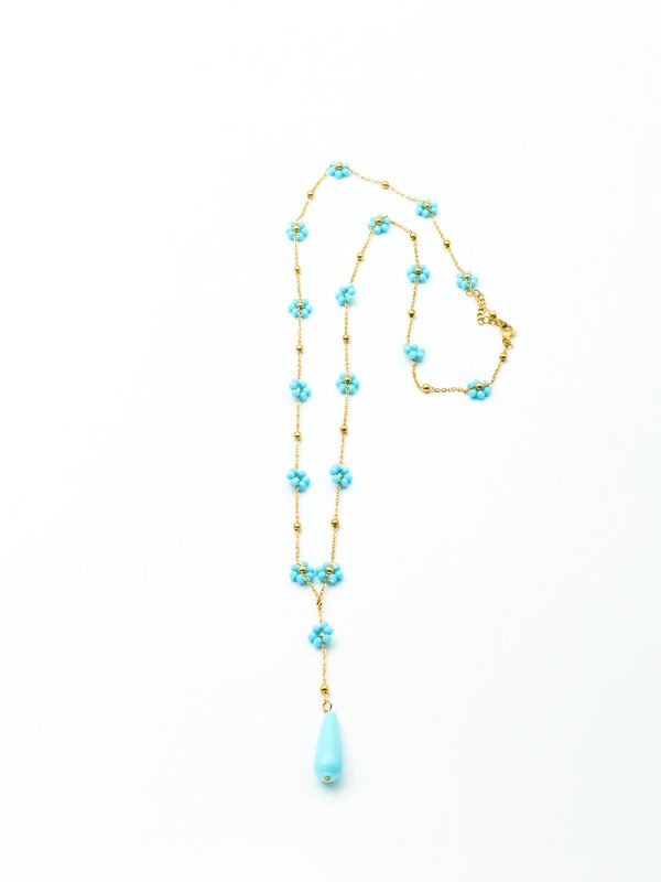 Long rosary necklace with flowers - Ifigenia Loukou