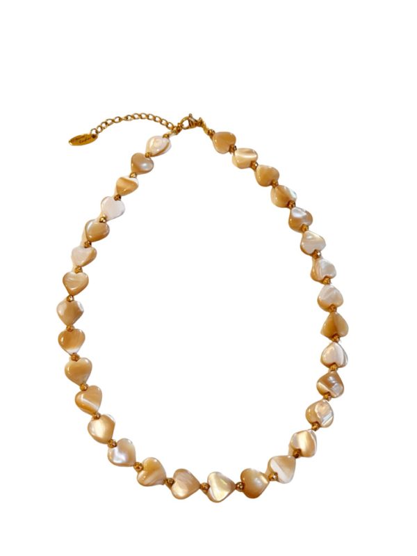 Mother of pearl short necklace with hearts - Ifigenia Loukou