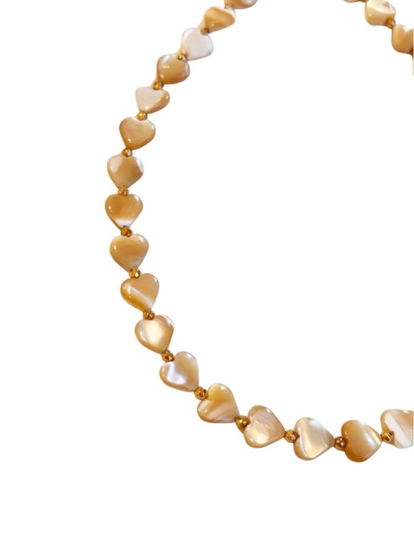 Mother of pearl short necklace with hearts - Ifigenia Loukou - Image 2