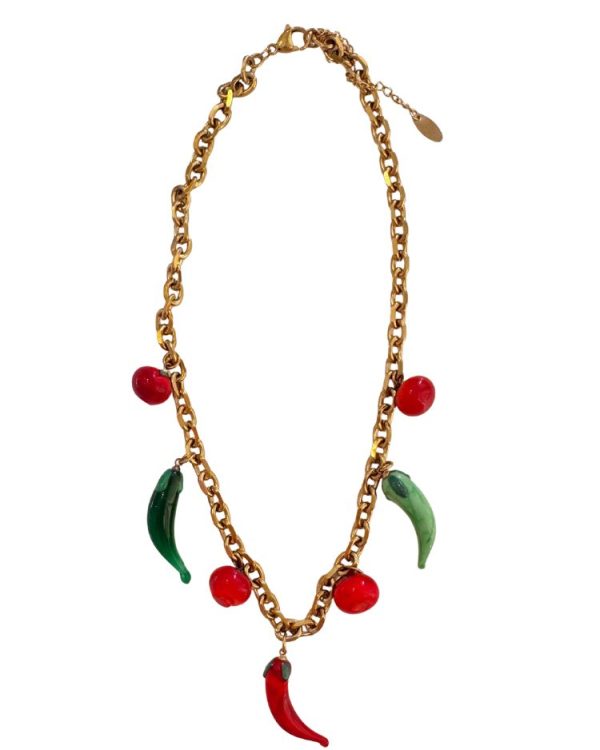 Short necklace with peppers and tomatoes - Ifigenia Loukou