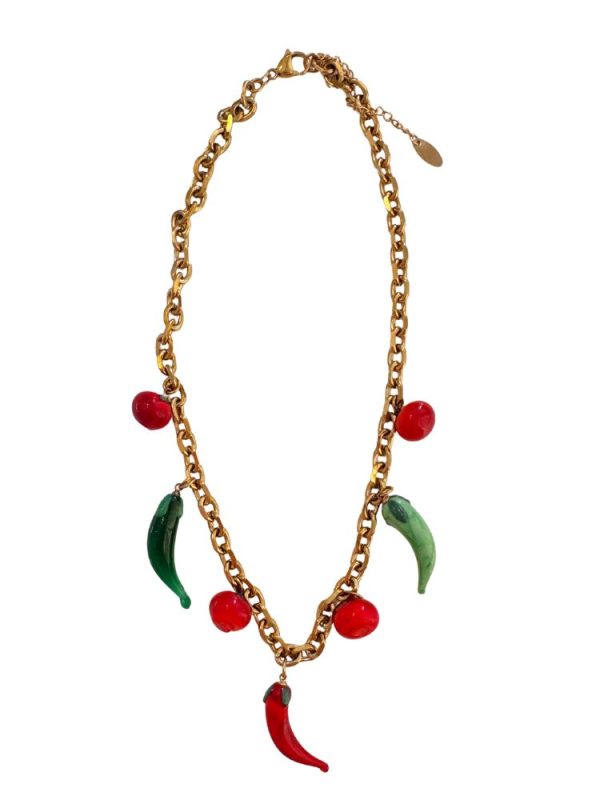 Short necklace with peppers and tomatoes - Ifigenia Loukou