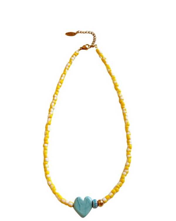 Short necklace with stripes and heart - Ifigenia Loukou