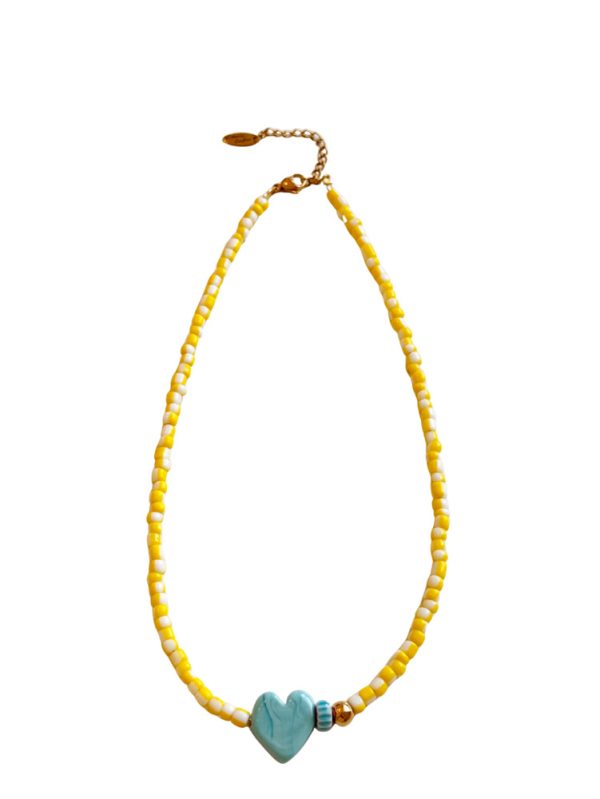 Short necklace with stripes and heart - Ifigenia Loukou