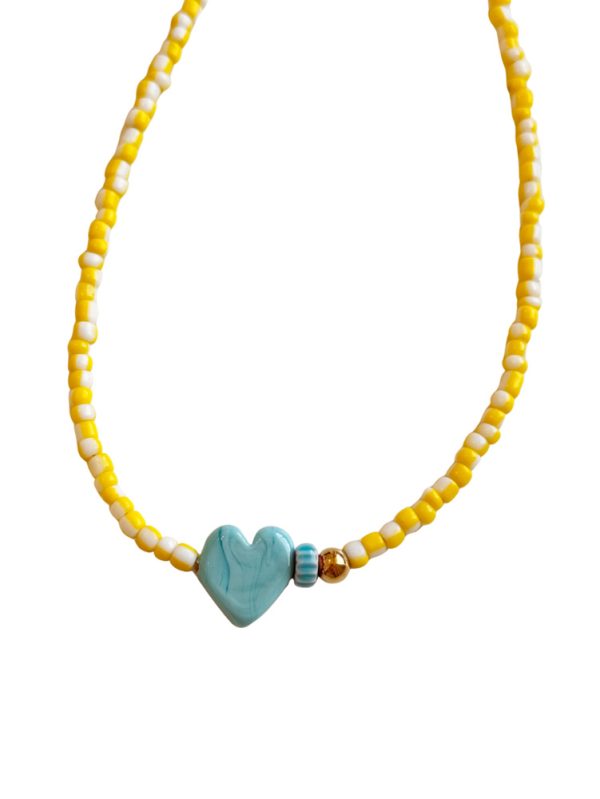 Short necklace with stripes and heart - Ifigenia Loukou - Image 2