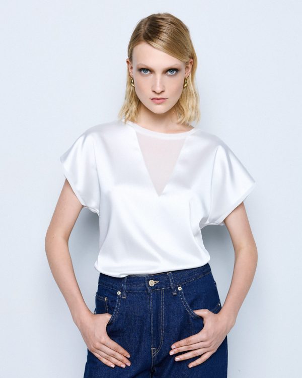 Satin top with a muslin front - Access Fashion - Image 6