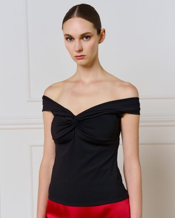 Fitted off-the-shoulder top with a knot - Access Fashion