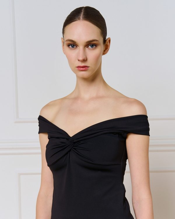 Fitted off-the-shoulder top with a knot - Access Fashion - Image 4