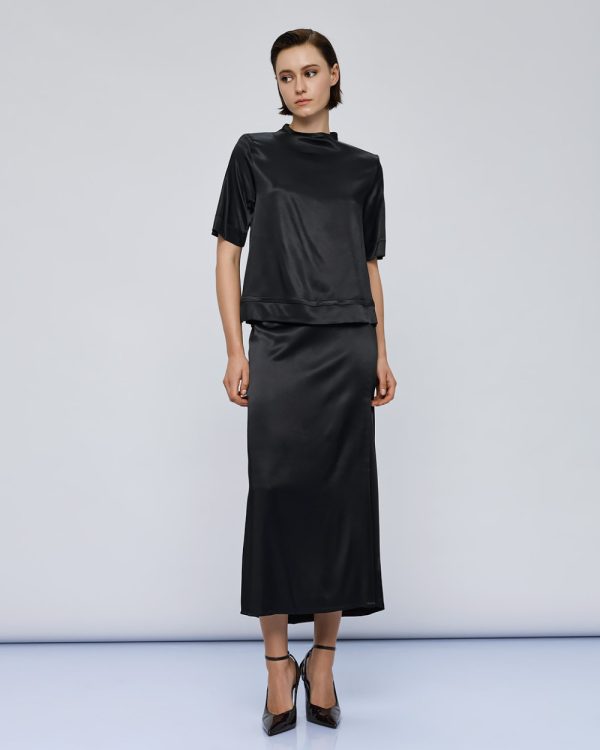 Satin short-sleeve blouse with a round neckline - Access Fashion - Image 6