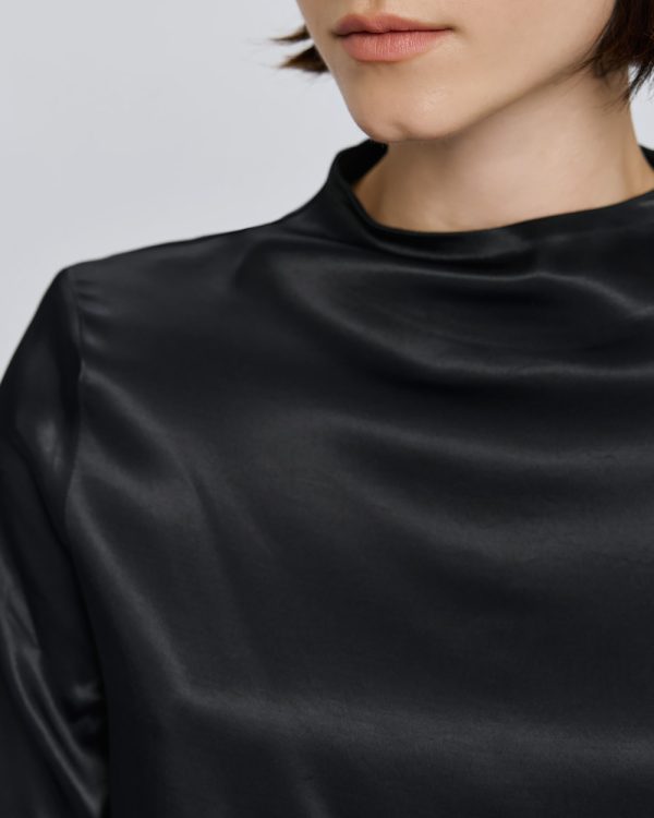 Satin short-sleeve blouse with a round neckline - Access Fashion - Image 9