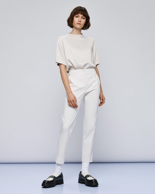 Satin short-sleeve blouse with a round neckline - Access Fashion - Image 11