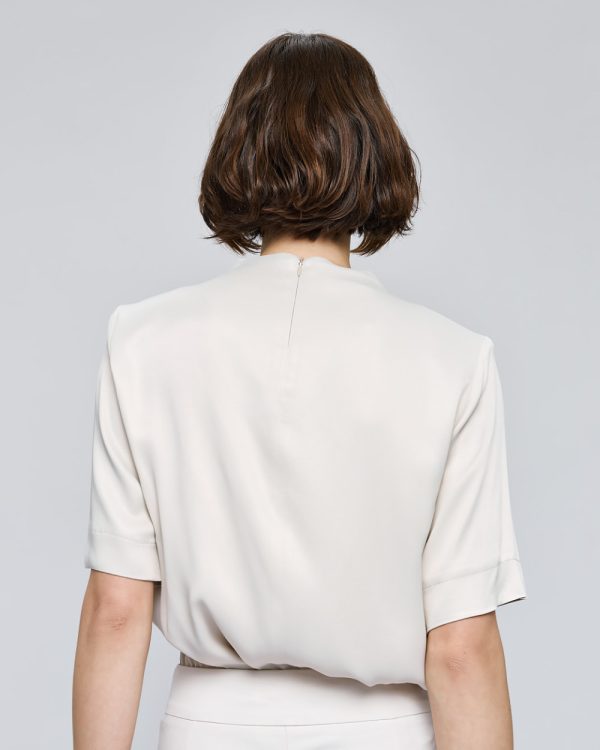 Satin short-sleeve blouse with a round neckline - Access Fashion - Image 13