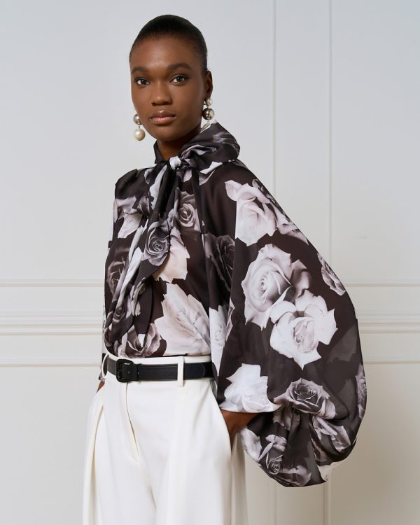 Floral blouse with long puffed sleeves - Access Fashion