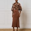 Midi satin skirt with hidden zipper - Access Fashion