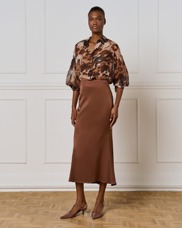 Midi satin skirt with hidden zipper - Access Fashion