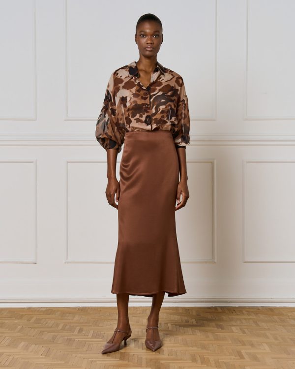 Midi satin skirt with hidden zipper - Access Fashion - Image 3