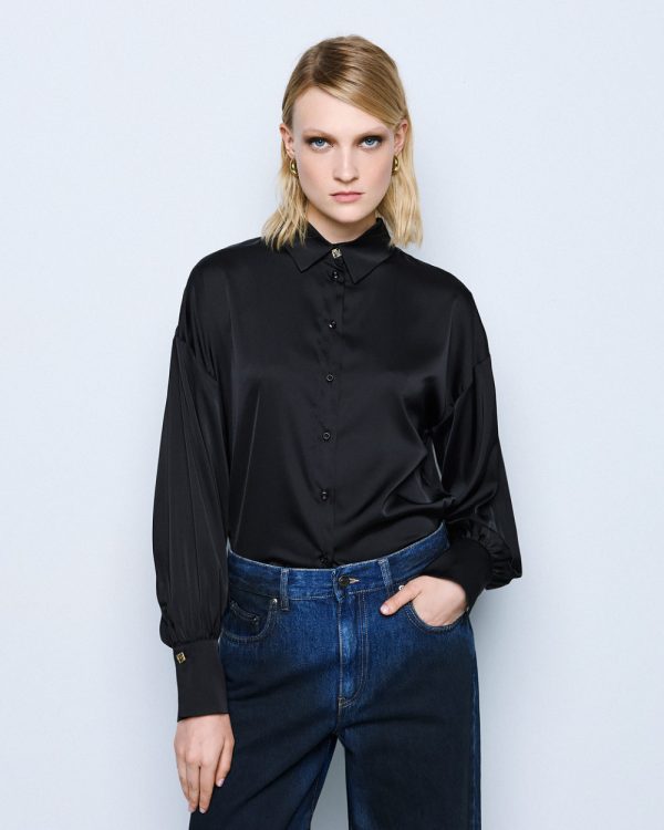 Satin shirt with puff sleeves - Access Fashion - Image 12