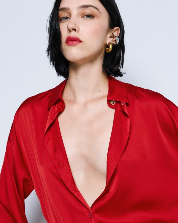 Satin shirt with puff sleeves - Access Fashion - Image 8