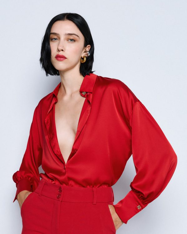 Satin shirt with puff sleeves - Access Fashion - Image 9