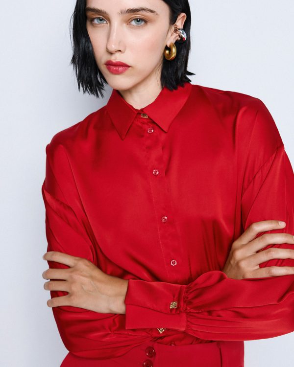 Satin shirt with puff sleeves - Access Fashion - Image 11