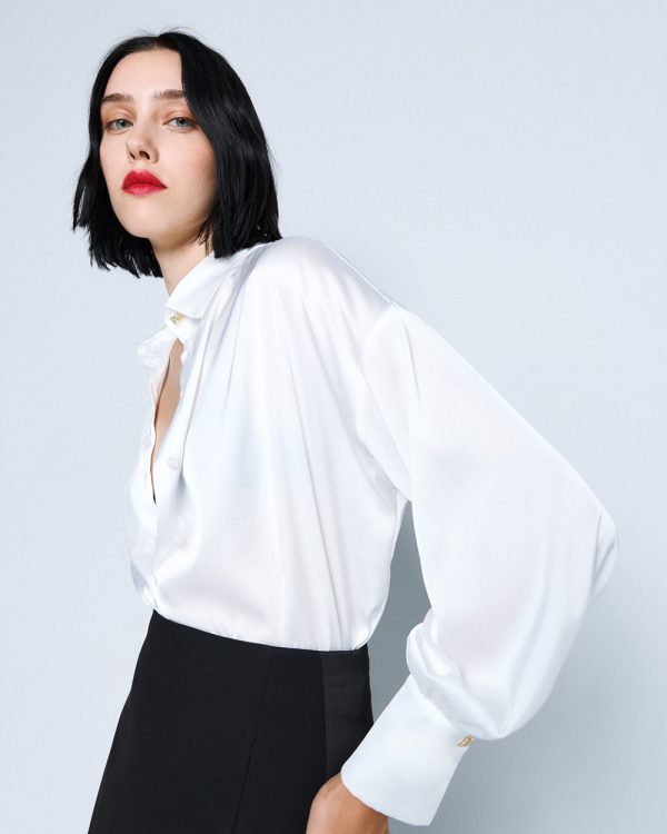 Satin shirt with puff sleeves - Access Fashion - Image 3