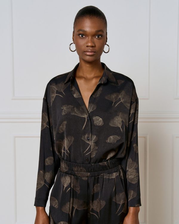 Printed long-sleeve shirt with creased texture - Access Fashion