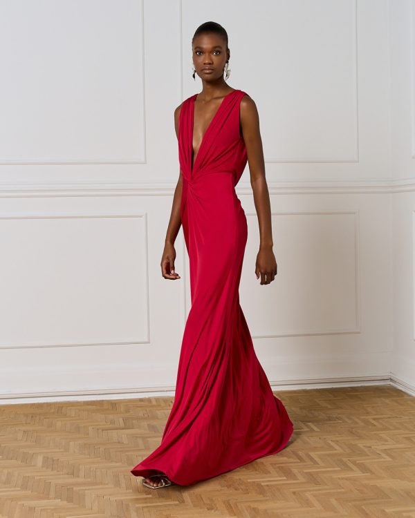 Maxi dress with tie detail and ruching -  Access Fashion - Image 3
