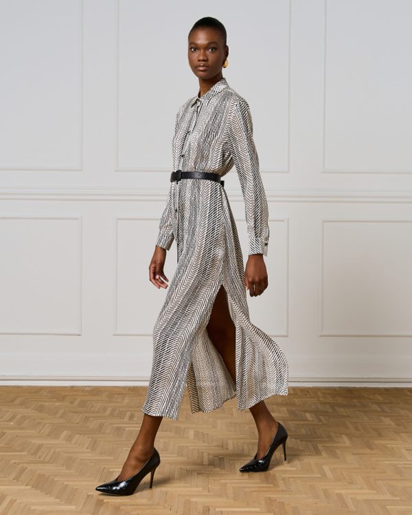 Long printed shirt-dress with lurex details - Access Fashion