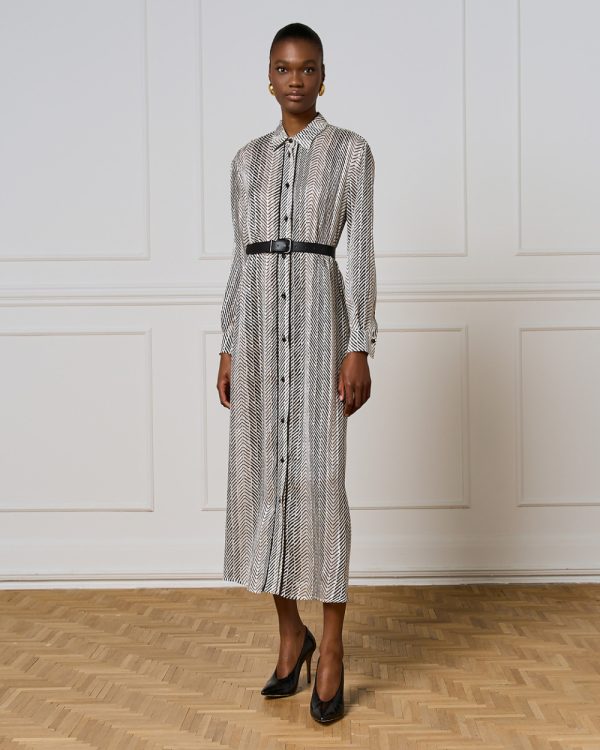 Long printed shirt-dress with lurex details - Access Fashion - Image 3