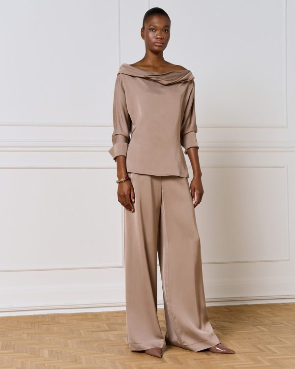 High-waist wide-leg satin pants - Access Fashion