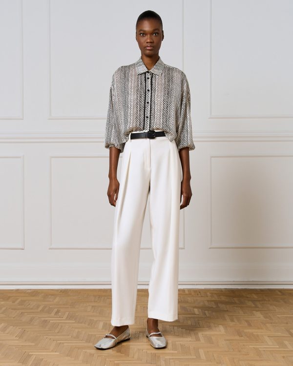 Cropped printed shirt with lurex details - Access Fashion - Image 3