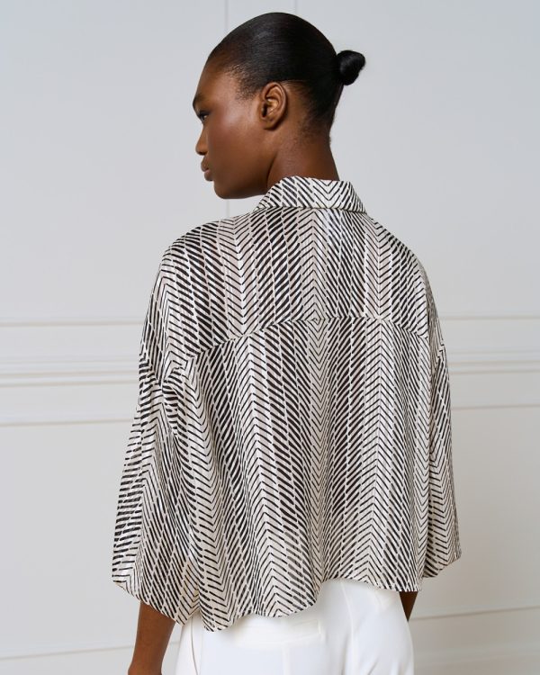 Cropped printed shirt with lurex details - Access Fashion - Image 4