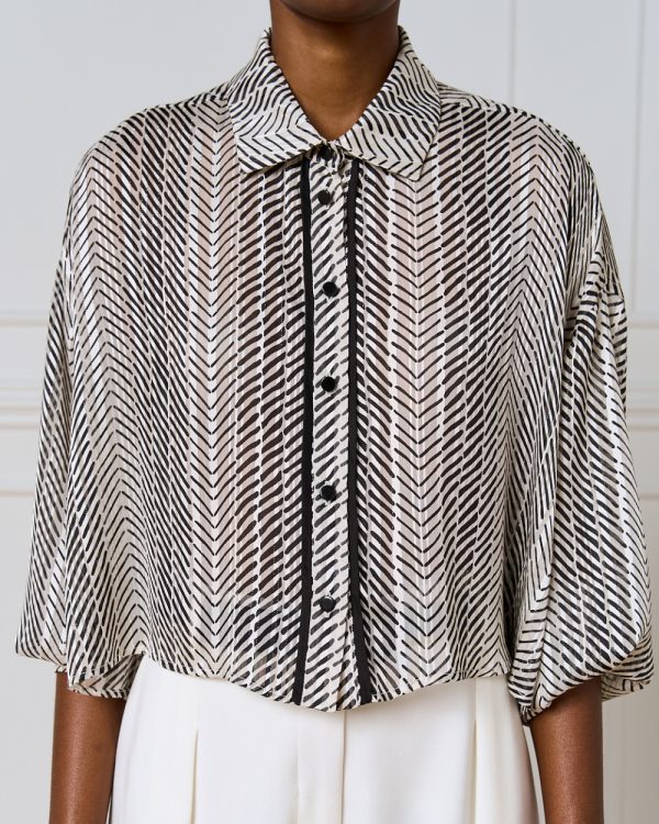Cropped printed shirt with lurex details - Access Fashion - Image 5