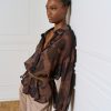 Printed semi-transparent shirt with lurex details - Access Fashion