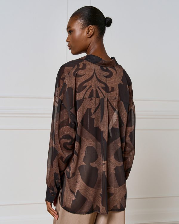 Printed semi-transparent shirt with lurex details - Access Fashion - Image 4