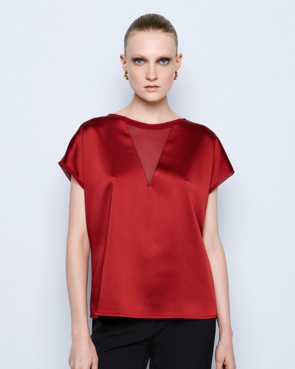 Satin top with a muslin front - Access Fashion