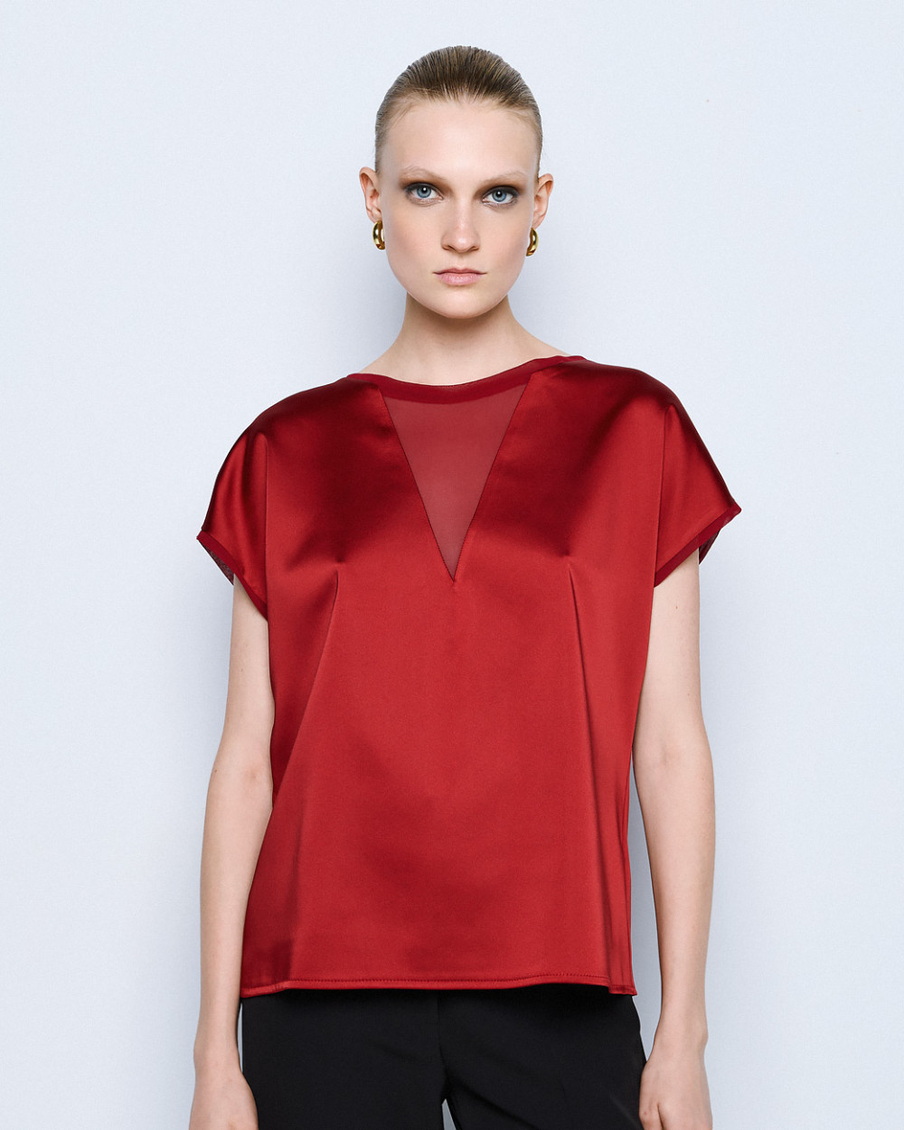 Brouska - 54-2035-227 Satin top with a muslin front - Access Fashion - Image 9