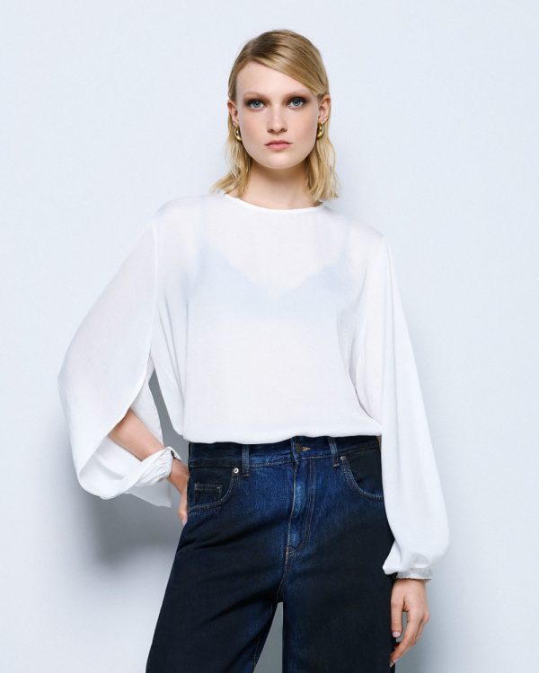 Satin blouse with long sleeves - Access Fashion - Image 8