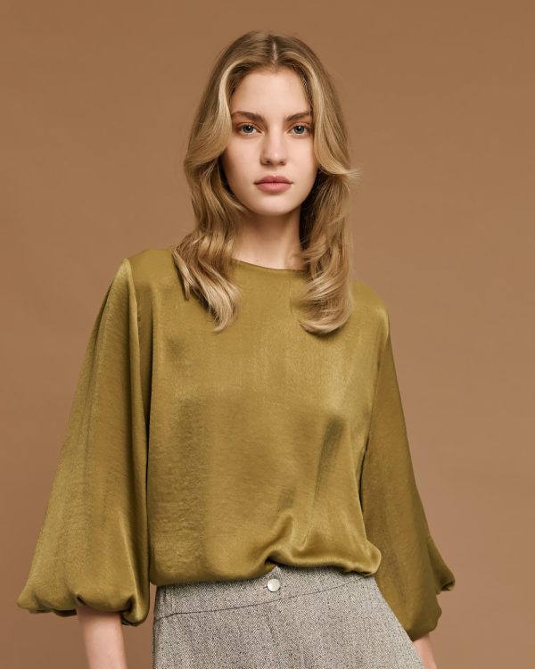 Satin blouse with long sleeves - Access Fashion - Image 3