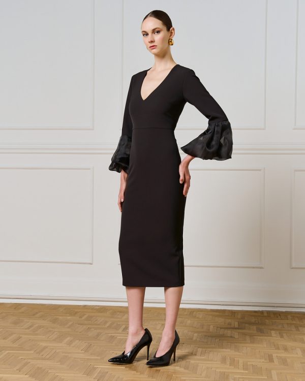 Dress with puffed organza sleeves - Access Fashion