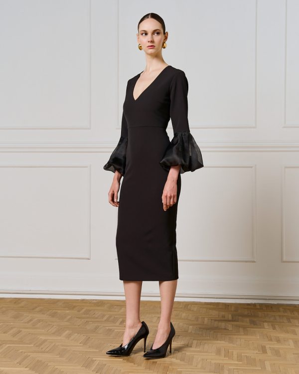 Dress with puffed organza sleeves - Access Fashion - Image 3