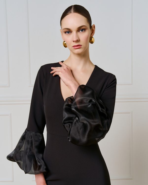 Dress with puffed organza sleeves - Access Fashion - Image 4