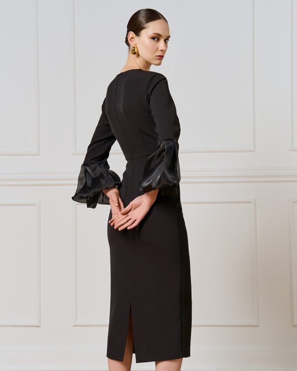 Dress with puffed organza sleeves - Access Fashion - Image 5