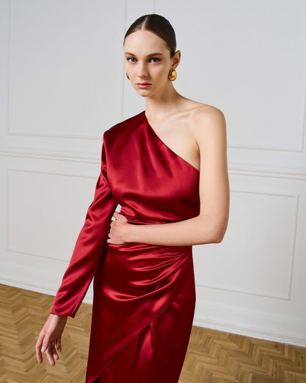 Satin one-shoulder dress - Access Fashion - Image 2