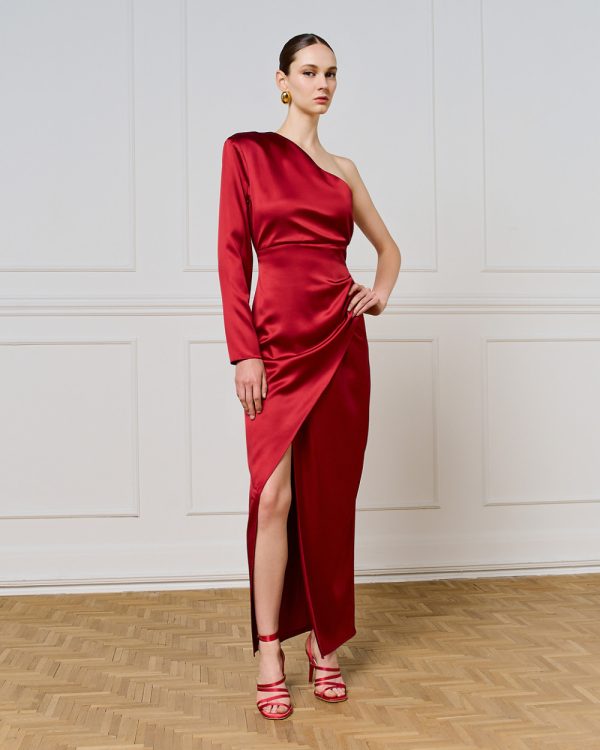 Satin one-shoulder dress - Access Fashion - Image 3