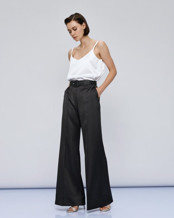 High-waist satin wide-leg pants - Access Fashion